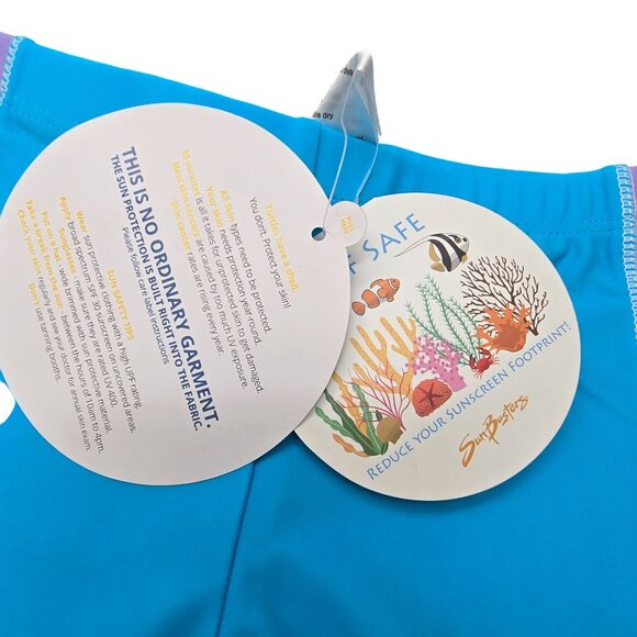 SunBusters Kids UPF 50+ Swim Shorts 2-3 Yrs Blue Purple Reef Safe JJ4130 - Picture 5 of 6